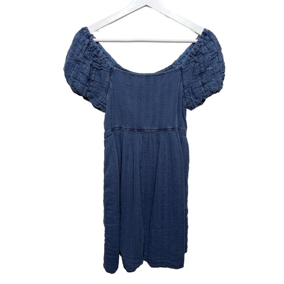 American Eagle Blue Chambray Puff Sleeve Square Neck Dress XS - Picture 1 of 12